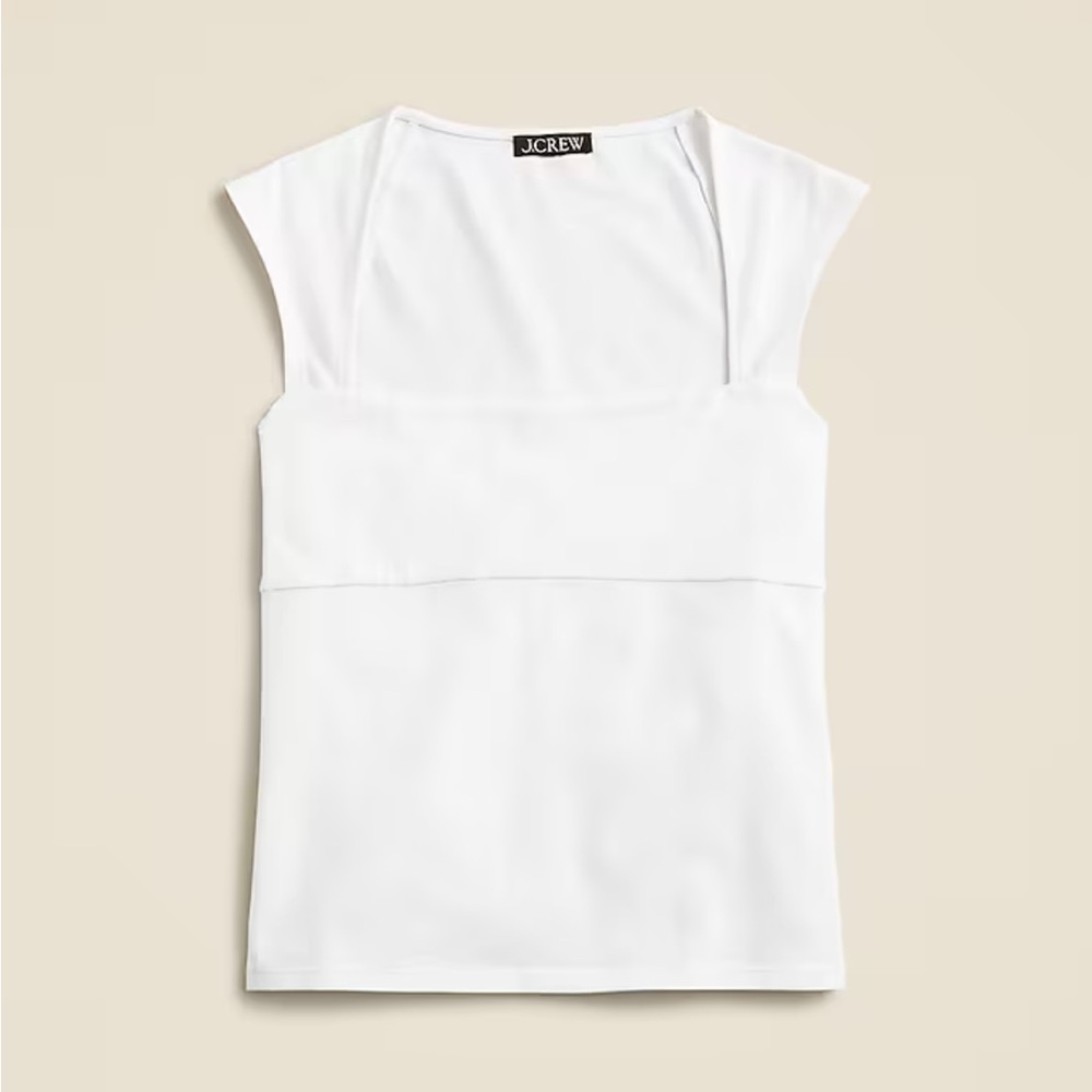 Squareneck cap-sleeve top in stretch cotton blend (multiple colors)